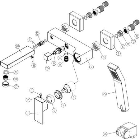 AJAX105737 Ajax Yarmshaw Chrome Wall Mounted Bath Shower Mixer (2)