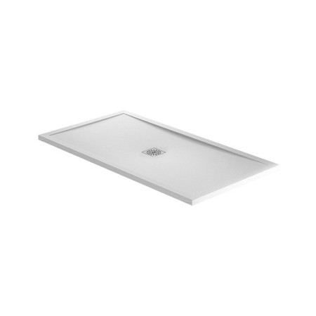 April Waifer Slate Effect White 1500 x 760mm Shower Tray Angle View