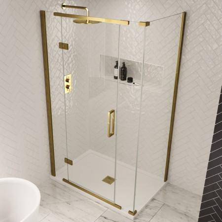AQ1043/AQ4043BRS/AQ1049/AQ4050BRS Aquadart 1000 x 900mm Brass Inline 2 Sided Shower Door (4)