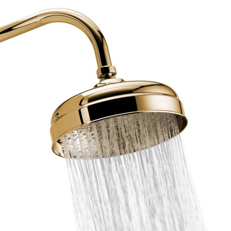 580.04 Aqualisa 200mm Wall Fixed Traditional Shower Head in Gold Spray Setting