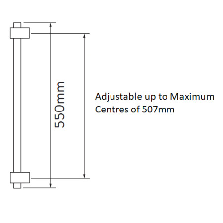 Aqualisa 550mm x 25mm Rail with Adjustable Rail Ends in Chrome
