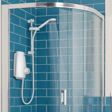 Aqualisa Aquastream Thermostatic Power Shower White Finish Enclosure View