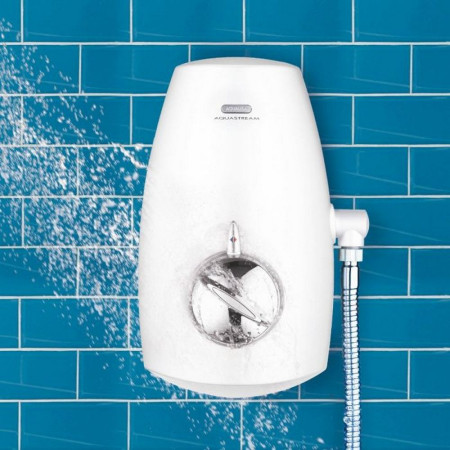 Aqualisa Aquastream Thermostatic Power Shower White & Chrome Lifestyle