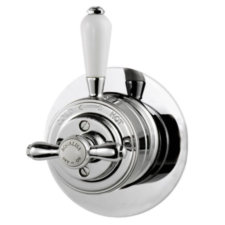 Aqualisa Aquatique Chrome Thermo Concealed Shower Valve with Classic Fixed 8 inch Drencher Shower Head Valve Close Up