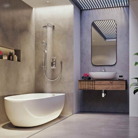 Aqualisa Dream Thermostatic Shower with Adjustable Head, Fixed Head and Bath Fill - Round Room Setting