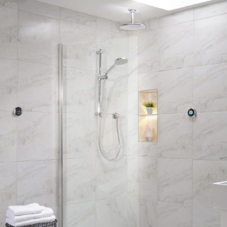 Aqualisa Optic Q Smart Shower Concealed with Adj and Ceiling Fixed Head - HP/Combi Room Setting