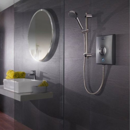 Aqualisa Quartz Graphite Electric Shower 8.5KW in room setting