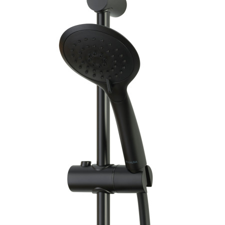 Aqualisa Safe Touch Round Bar Valve in Matt Black Adjustable Handset