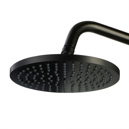 Aqualisa Safe Touch Round Shower Column in Matt Black Overhead Drencher