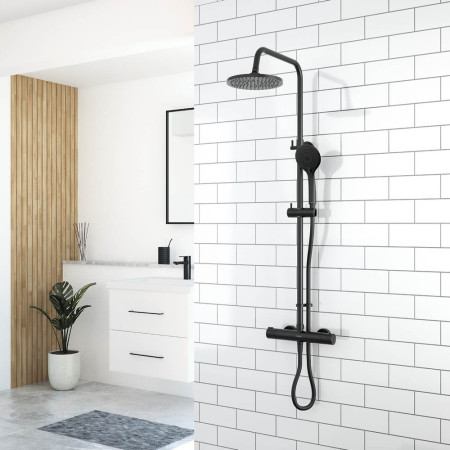 Aqualisa Safe Touch Round Shower Column in Matt Black Lifestyle