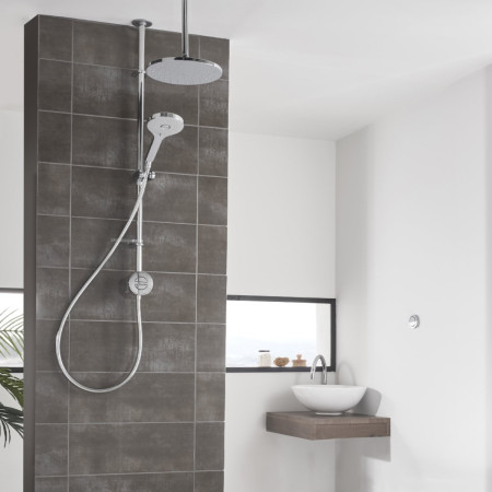 Aqualisa Unity Q Smart Shower Exposed with Adj and Ceiling Fixed Head - HP/Combi Room Setting