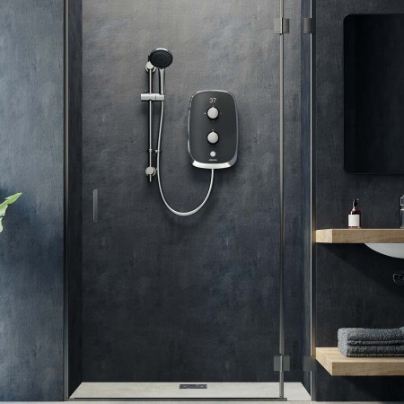MOGC85 Aqualisa eMotion Electric Shower in Space Grey Lifestyle