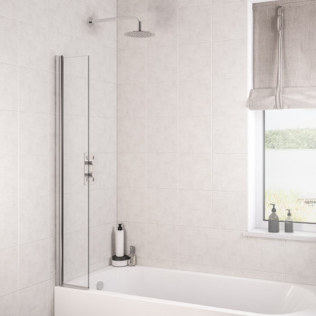 Beaufort 6mm Straight 300 x 1400mm Chrome Designer Bath Screen