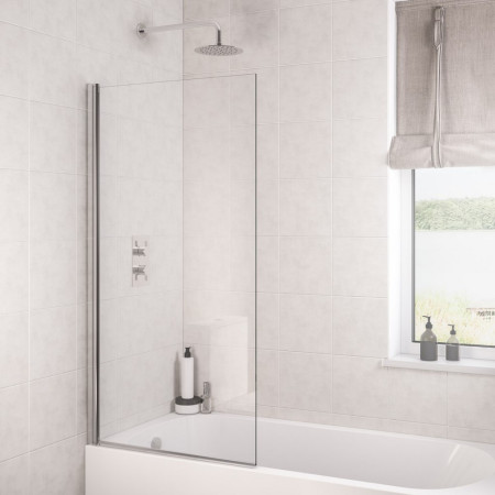 Beaufort 6mm Straight 800 x 1400mm Chrome Designer Bath Screen