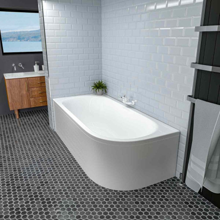 42.0053 Beaufort Biscay 1700 x 750mm Double Ended Curved Left Hand Bath Lifestyle