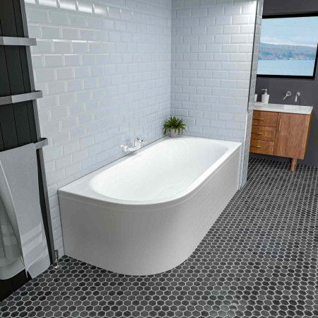 42.0056 Beaufort Biscay 1600 x 725mm Double Ended Curved Right Hand Bath Lifestyle