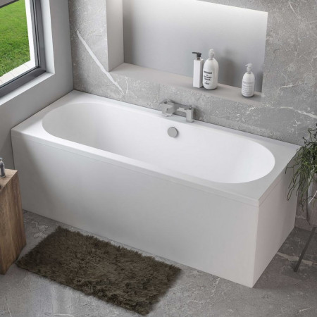 Beaufort Biscay 1800 x 800mm Double Ended Matt White Straight Edge Bath
