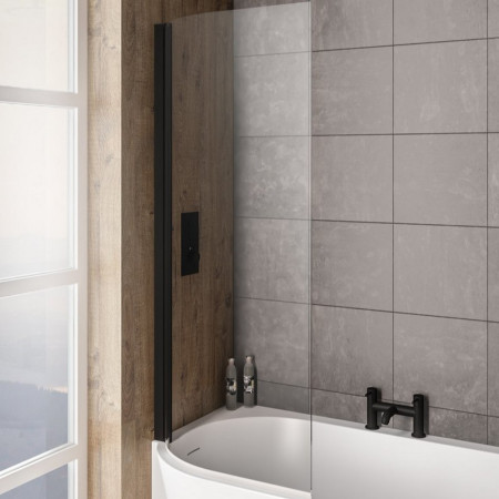 49.2015 Beaufort Bray 6mm Black 1400 x 730mm Left Hand Bath Screen