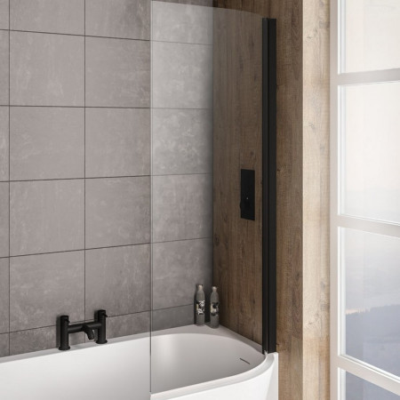 49.2018 Beaufort Bray 6mm Black 1400 x 730mm Right Hand Bath Screen