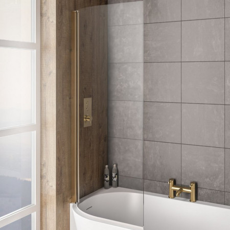 Beaufort Bray 6mm Brushed Brass 1400 x 730mm Left Hand Bath Screen