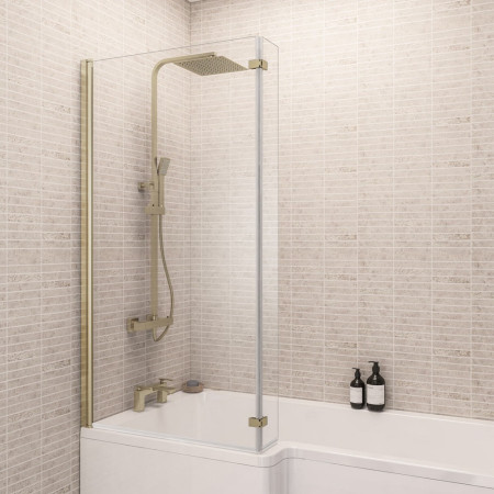Beaufort L Shape Left Handed 6mm Brushed Brass Bath Screen
