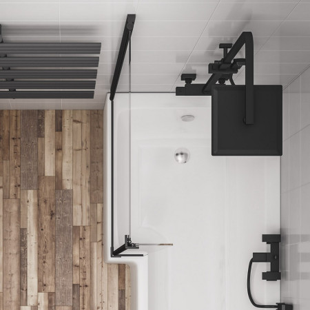 49.2009 Beaufort L Shape Left Handed 6mm Matt Black Bath Screen (2)