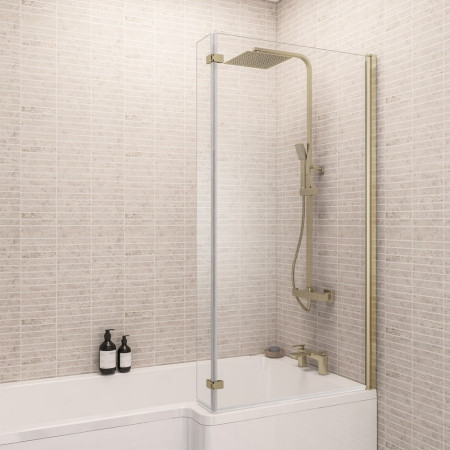 49.2013 Beaufort L Shape Right Handed 6mm Brushed Brass Bath Screen