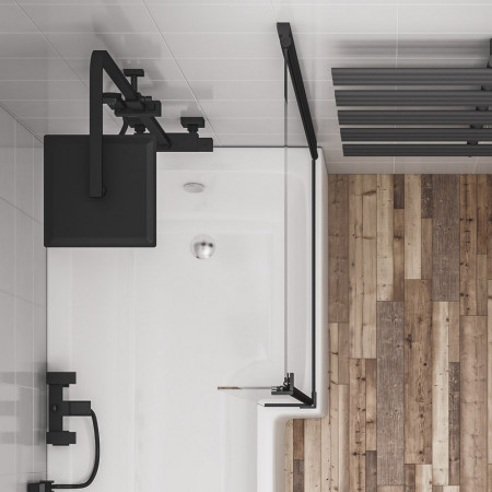 49.2011 Beaufort L Shape Right Handed 6mm Matt Black Bath Screen (2)