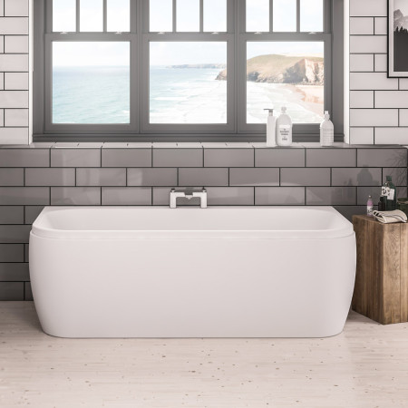 42.1241 Beauforté Reinforced Malin 1700 x 800mm D Shape Back to Wall Bath Side View