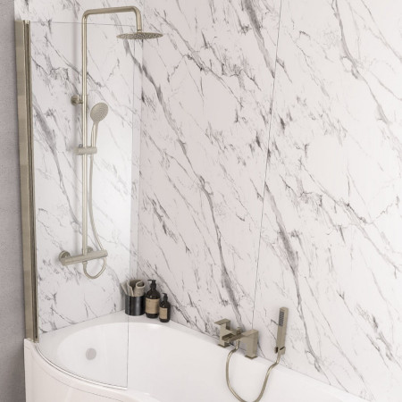 Beaufort P Shape Left Handed 6mm Brushed Brass Bath Screen