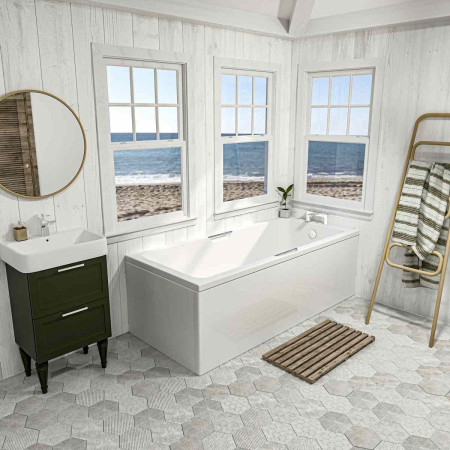 42.0026 Beaufort Portland 1650 x 700mm Single Ended Twin Grip Bath In Room Setting