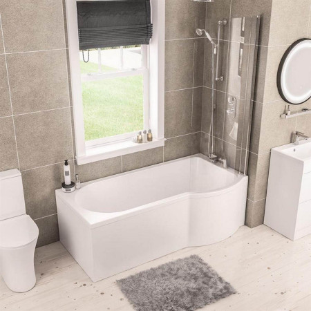 42.0186 Beaufort Portland 1700 x 850mm P Shaped Bath Right Handed Lifestyle