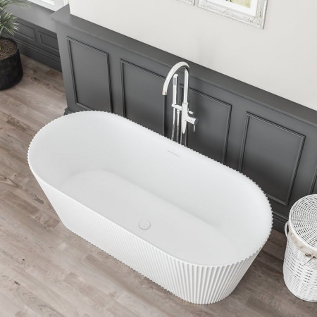 33.0052 Beaufort Sandford 1650 x 740mm Gloss White Fluted Freestanding Bath Top View