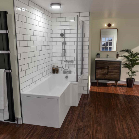 42.1102 Beauforté Shannon 1700 x 850mm RH L Shape Shower Bath Lifestyle