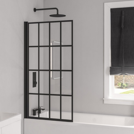 Beaufort Vantage 6mm Hinged Matt Black Framed Bath Screen