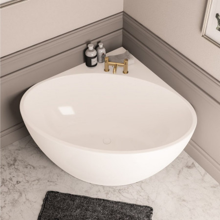 33.0045 Beaufort Whitchurch 1270mm Gloss White Corner Freestanding Bath Lifestyle