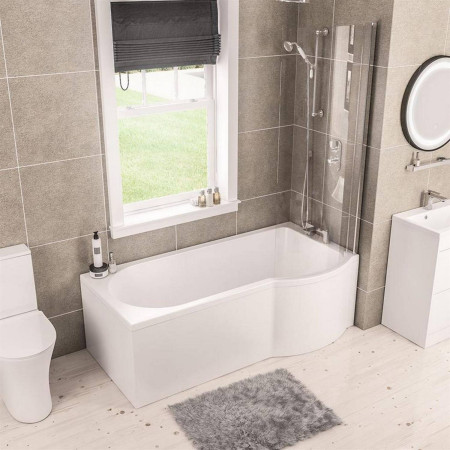 42.1234 Beauforté Portland 1600 x 850mm P Shaped Right Handed Bath Lifestyle