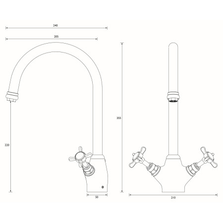 N SNK EF C Bristan 1901 Easyfit Sink Mixer in Chrome Dimensions