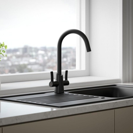 ACR EFSNK BLK Bristan Acorn Easy Fit Twin Lever Black Mono Sink Mixer Lifestyle