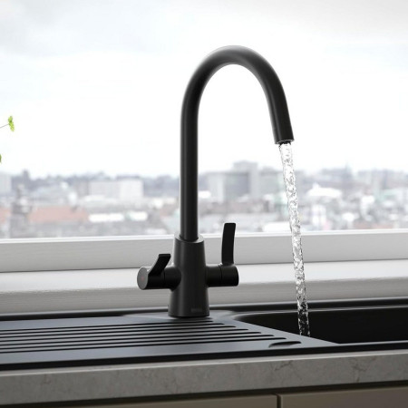ACR EFSNK BLK Bristan Acorn Easy Fit Twin Lever Black Mono Sink Mixer Kitchen Setting