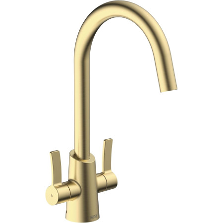 Bristan Acorn Easy Fit Twin Lever Brushed Brass Mono Sink Mixer
