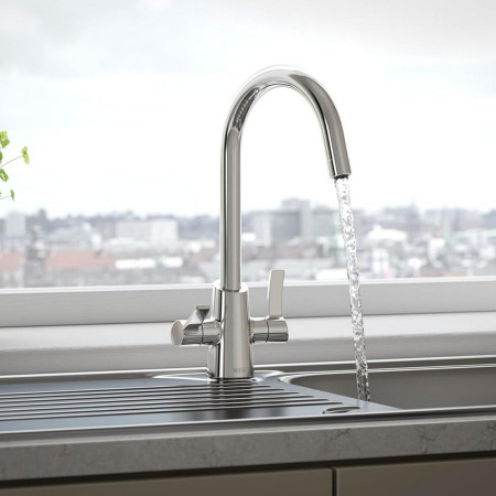 ACR EFSNK C Bristan Acorn Easy Fit Twin Lever Chrome Mono Sink Mixer Kitchen Setting