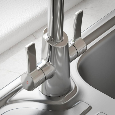 ACR EFSNK C Bristan Acorn Easy Fit Twin Lever Chrome Mono Sink Mixer Close Up of Lever Handles