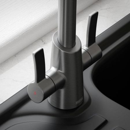 ACR EFSNK GM Bristan Acorn Easy Fit Twin Lever Gunmetal Mono Sink Mixer Lever Handles Close Up
