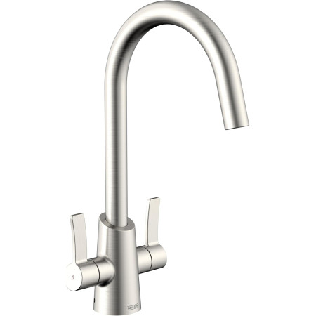 Bristan Acorn Easy Fit Twin Lever Stainless Steel Mono Sink Mixer