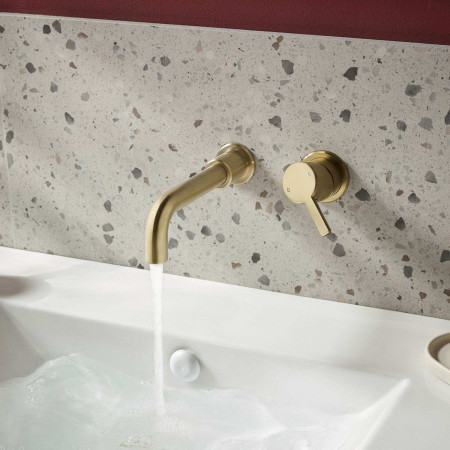 AL2THWMBASBB Bristan Altum 2TH Wall Mounted Basin Mixer in Brushed Brass Lifestyle