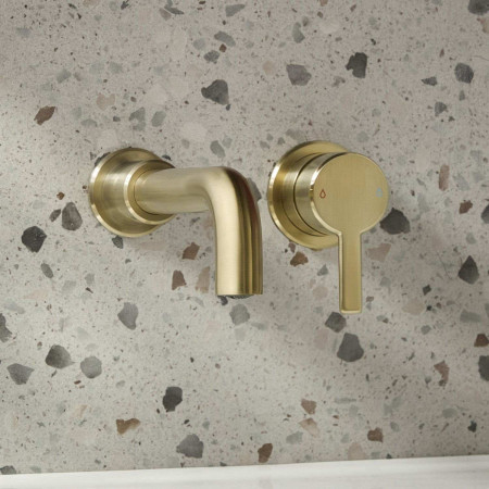 AL2THWMBASBB Bristan Altum 2TH Wall Mounted Basin Mixer in Brushed Brass Close Up