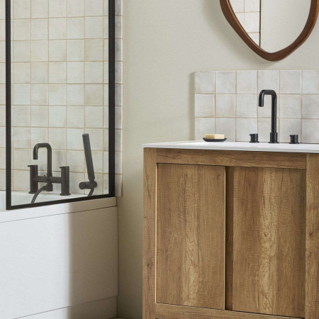 AL3THBASBLK Bristan Altum 3TH Basin Mixer in Black Bathroom Setting