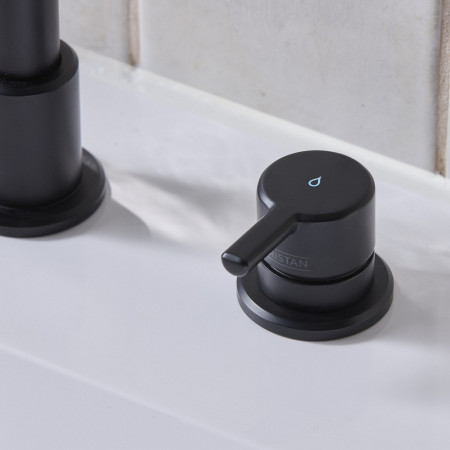 AL3THBASBLK Bristan Altum 3TH Basin Mixer in Black Cold Lever Handle Close Up