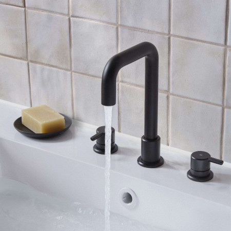 AL3THBASBLK Bristan Altum 3TH Basin Mixer in Black Lifestyle